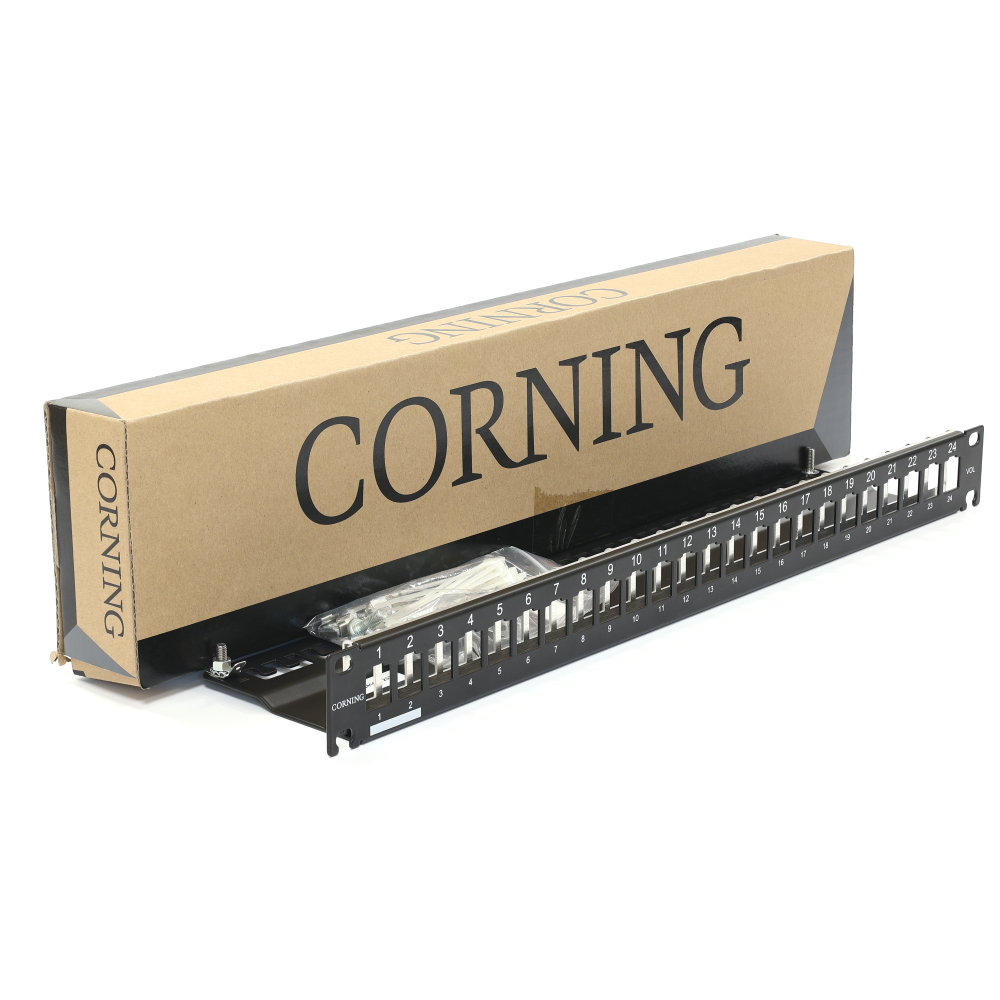 Патч-панель для 24 модулів Keystone 19'', 1U, чорна, Corning